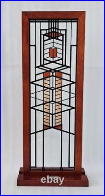 Frank Lloyd Wright Licensed Framed Stained Glass Panel Reproduction Vintage 18