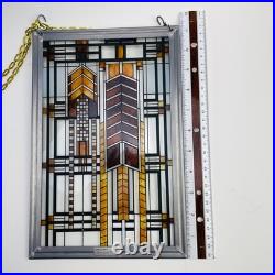 Frank Lloyd Wright MCM Autumn Sumac Stained Glass Suncatcher 11.25x7.5