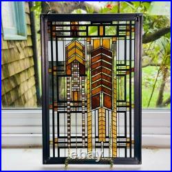 Frank Lloyd Wright MCM Autumn Sumac Stained Glass Suncatcher 11.25x7.5
