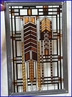 Frank Lloyd Wright MCM Autumn Sumac Stained Glass Suncatcher 11x7.5 Wall Decor