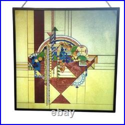 Frank Lloyd Wright May Basket Stained Glass Metal Framed Hanging 10'' No Base