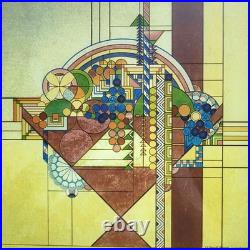 Frank Lloyd Wright May Basket Stained Glass Metal Framed Hanging 10'' No Base