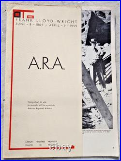 Frank Lloyd Wright Memorial Offprint 1960 London Architectural Design Magazine