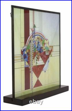 Frank Lloyd Wright Metal Framed May Basket Stained Glass Desktop Or Wall Plaque