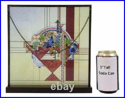 Frank Lloyd Wright Metal Framed May Basket Stained Glass Desktop Or Wall Plaque