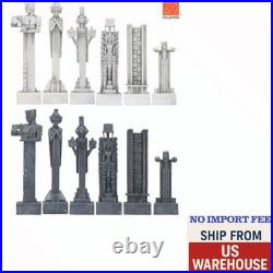 Frank Lloyd Wright Midway Gardens Chess Set Resin Sprites Art Deco Pieces