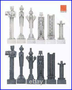 Frank Lloyd Wright Midway Gardens Chess Set Resin Sprites Art Deco Pieces