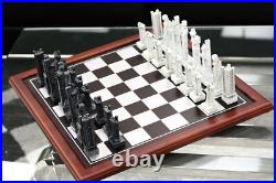 Frank Lloyd Wright Midway Gardens Sprites Resin Chess Pieces & Wooden Board Set