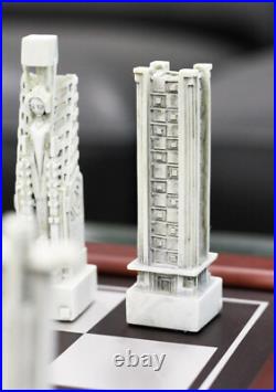 Frank Lloyd Wright Midway Gardens Sprites Resin Chess Pieces & Wooden Board Set