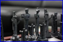 Frank Lloyd Wright Midway Gardens Sprites Resin Chess Pieces & Wooden Board Set