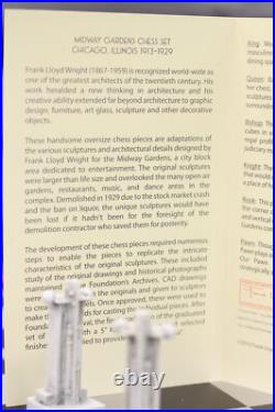 Frank Lloyd Wright Midway Gardens Sprites Resin Chess Pieces & Wooden Board Set