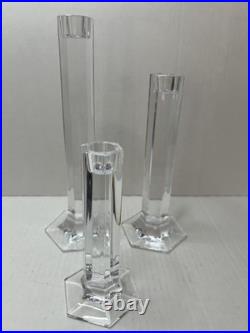 Frank Lloyd Wright Miller Rogaska Crystal Candlestick Holders Set Of 3 Y2K