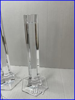 Frank Lloyd Wright Miller Rogaska Crystal Candlestick Holders Set Of 3 Y2K