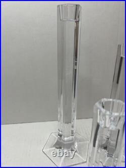 Frank Lloyd Wright Miller Rogaska Crystal Candlestick Holders Set Of 3 Y2K