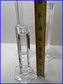 Frank Lloyd Wright Miller Rogaska Crystal Candlestick Holders Set Of 3 Y2K