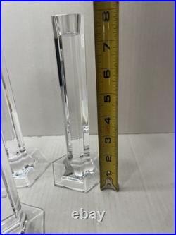 Frank Lloyd Wright Miller Rogaska Crystal Candlestick Holders Set Of 3 Y2K