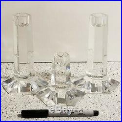 Frank Lloyd Wright Miller Rogaska Set Of 3 candlesticks Crystal Germany Signed