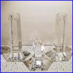 Frank Lloyd Wright Miller Rogaska Set Of 3 candlesticks Crystal Germany Signed