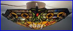 Frank Lloyd Wright Mission Prairie Style Tiffany Stained Glass Ceiling Light