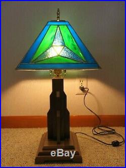 Frank Lloyd Wright Mission Style Stained Glass Table/desk Lamp One Of A Kind