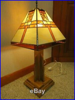 Frank Lloyd Wright Mission Style Stained Glass Table/desk Lamp One Of A Kind