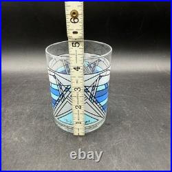 Frank Lloyd Wright MoMA Butterfly Window Glass Set of 3 Blue Yellow Whiskey