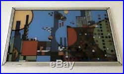 Frank Lloyd Wright Modern Art Stained Glass Art Panel Certified Foundation Tag