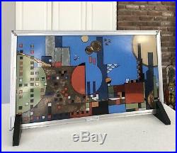 Frank Lloyd Wright Modern Art Stained Glass Art Panel Certified Foundation Tag
