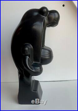 Frank Lloyd Wright Native American Nakomis Women Statue black pottery Signed