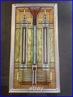 Frank Lloyd Wright Oak Park Skylight Stained Glass Panel Lead Frame Art Deco