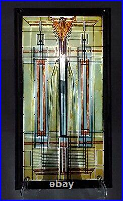 Frank Lloyd Wright Oak Park Skylight Stained Glass Panel Lead Frame Art Deco