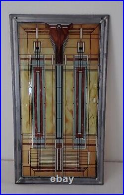 Frank Lloyd Wright Oak Park Skylight Stained Glass Panel Lead Frame Art Deco
