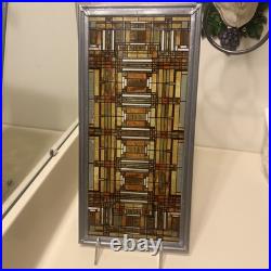 Frank Lloyd Wright Oak Park Skylight Stained Glass Panel Steel Frame Decor