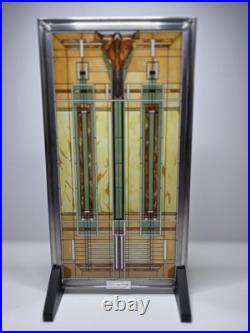 Frank Lloyd Wright Oak Park Skylight Stained Glass Panel Steel Frame Decor
