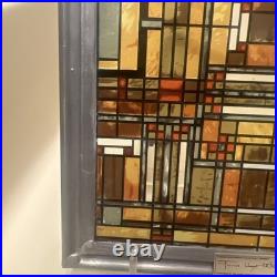 Frank Lloyd Wright Oak Park Skylight Stained Glass Panel Steel Frame Decor