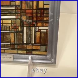Frank Lloyd Wright Oak Park Skylight Stained Glass Panel Steel Frame Decor