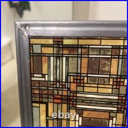 Frank Lloyd Wright Oak Park Skylight Stained Glass Panel Steel Frame Decor