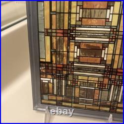 Frank Lloyd Wright Oak Park Skylight Stained Glass Panel Steel Frame Decor