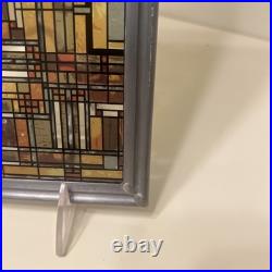 Frank Lloyd Wright Oak Park Skylight Stained Glass Panel Steel Frame Decor