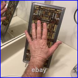 Frank Lloyd Wright Oak Park Skylight Stained Glass Panel Steel Frame Decor