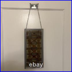 Frank Lloyd Wright Oak Park Skylight Stained Glass Panel Steel Frame Decor