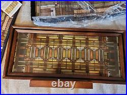 Frank Lloyd Wright Oak Park Skylight Stained Glass Wood Framed 2 TABLE RUNNERS