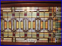 Frank Lloyd Wright Oak Park Skylight Stained Glass Wood Framed 2 TABLE RUNNERS