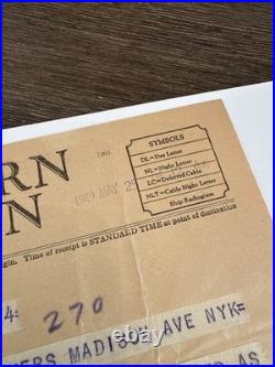 Frank Lloyd Wright Original 1949 Western Union Telegram Louis Sullivan