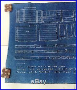 Frank Lloyd Wright Original Blueprint House For Mr & Mrs J B Christie N J P 9