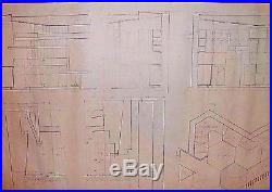 Frank Lloyd Wright Original Drawing Draft For Usonian Hex House S 7 Fireplace