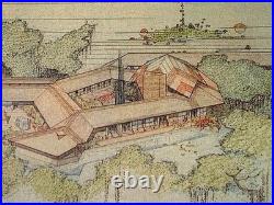 Frank Lloyd Wright'Pavilion for Leesburg Floating Gardens' Pencil & Color