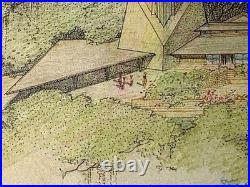 Frank Lloyd Wright'Pavilion for Leesburg Floating Gardens' Pencil & Color