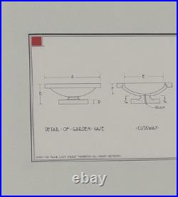 Frank Lloyd Wright Print Robie House Garden Vase Technical Drawing 1997