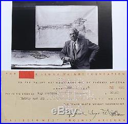 Frank Lloyd Wright Prominent American Architect Signed Check Authentic''Rare'